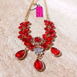 Betsy Johnson Red Necklace New
